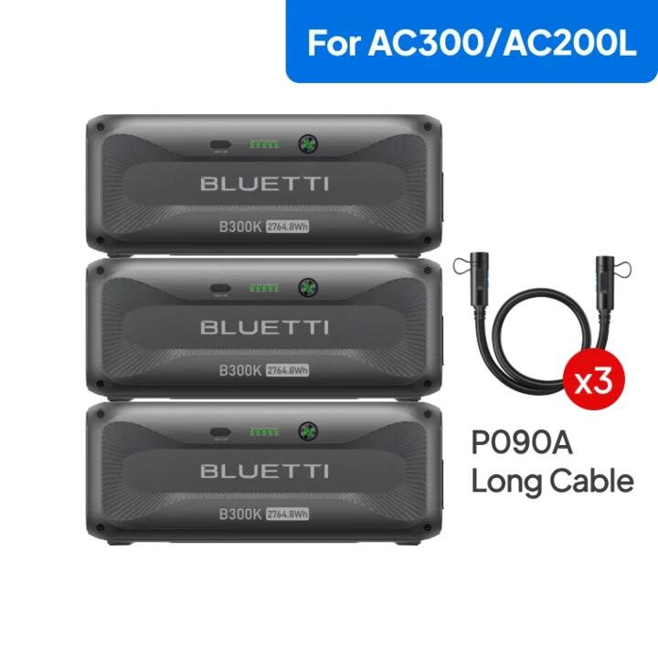 BLUETTI 3*B300K Expansion Battery(P090A Long Cable) | 8,294.4Wh